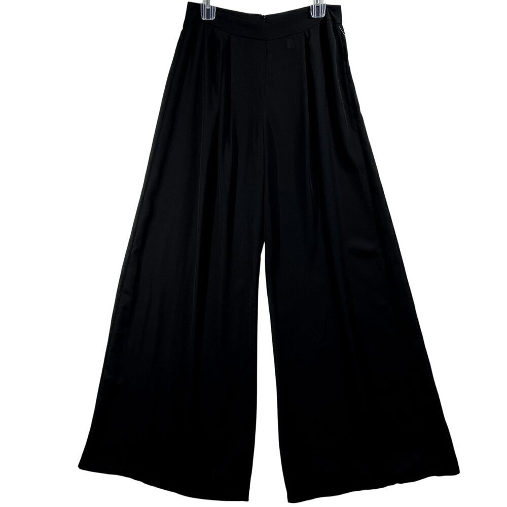 NWT Charlotte Russe Women L Sheer Black Wide Leg High Waist Palazzo Pants Flowy